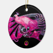 ELEGANT PEACOCK IN PINK, FUCHSIA AMETHYST KERAMIKORNAMENT (Links)