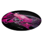 ELEGANT PEACOCK IN PINK FUCHSIA SCHWARZKAK SCHNEIDEBRETT (Ecke)