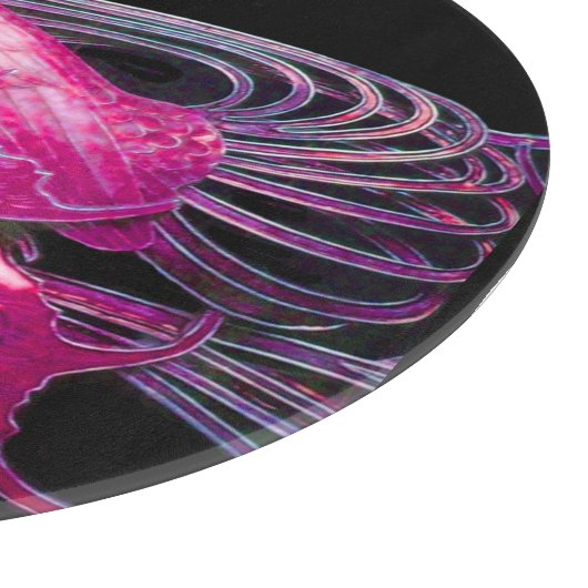 ELEGANT PEACOCK IN PINK FUCHSIA SCHWARZKAK SCHNEIDEBRETT (Ecke)