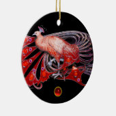 ELEGANT PEACOCK IN RED RUBY KERAMIKORNAMENT (Rechts)