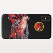 ELEGANT PEACOCK IN RED, RUBY MONOGRAMM Case-Mate iPhone HÜLLE (Rückseite (Horizontal))