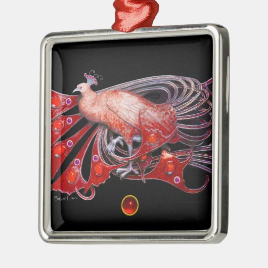 ELEGANT PEACOCK IN RED RUBY SILBERNES ORNAMENT (Links)