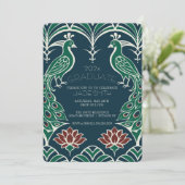 Elegant Peacock & Lotus Class Cafè Lugano Abschlus Einladung (Stehend Vorderseite)
