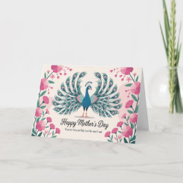 Elegant Peacock Mütter Day Floral Animal Lover Feiertagskarte