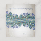 Elegant Peacock Navy Rustic Luxe Platzkarten (Außenseite Aufgefaltet)