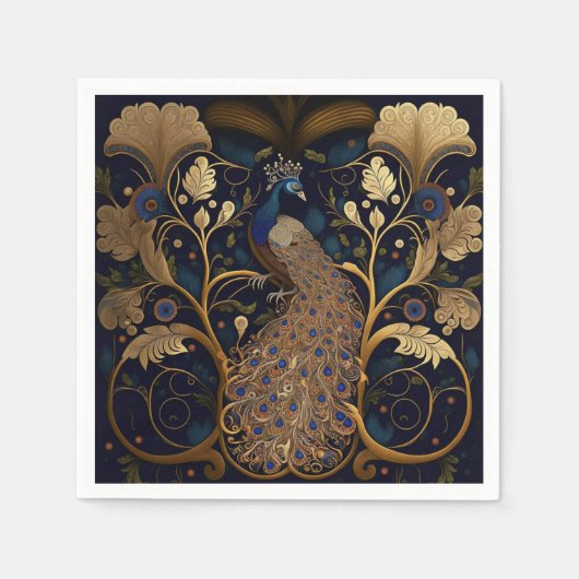 Elegant Peacock Paper Napkins Serviette (Vorderseite)