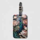 Elegant Peacock Pink Peonies Gepäckanhänger (Vorderseite Vertikal)