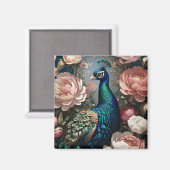 Elegant Peacock Pink Peonies Magnet (Vorderseite/Rückseite)