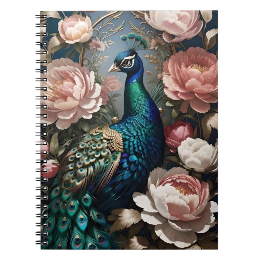 Elegant Peacock Pink Peonies Notizblock (Vorderseite)