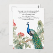 Elegant Peacock Postkarte (Vorne/Hinten)