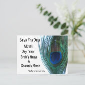Elegant Peacock Save the Date Ankündigungspostkarte (Stehend Vorderseite)