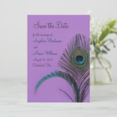 Elegant Peacock Save the Date (lila) (Stehend Vorderseite)