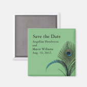 Elegant Peacock Save the Date Magnet (grün) (Vorderseite/Rückseite)