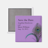 Elegant Peacock Save the Date Magnet (lila) (Vorderseite/Rückseite)
