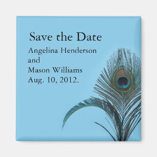 Elegant Peacock Save the Date Magnet (türkis)