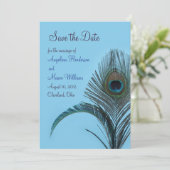 Elegant Peacock Save the Date (türkis) (Stehend Vorderseite)
