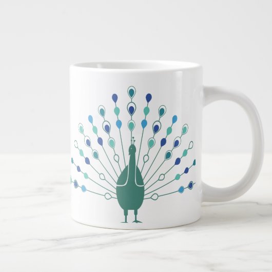 Elegant Peacock Silhouette Jumbo-Tasse (Rechts)