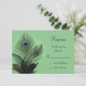 Elegant Peacock UAWG (grün) RSVP Karte (Stehend Vorderseite)