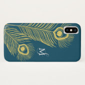 Elegant Peacock Vintag Monogram Case-Mate iPhone Hülle (Rückseite (Horizontal))