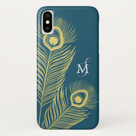 Elegant Peacock Vintag Monogram iPhone X Hülle