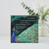 Elegant Peacock w Vintag Scrolls Indian Wedding Einladung (Stehend Vorderseite)