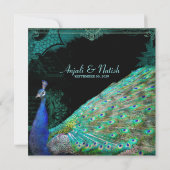 Elegant Peacock w Vintag Scrolls Indian Wedding Einladung (Rückseite)