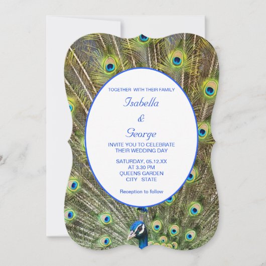 Elegant Peacock Wedding Einladung (Vorderseite)