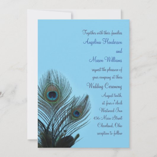 Elegant Peacock Wedding Invitation (türkis) Einladung (Vorderseite)