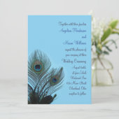 Elegant Peacock Wedding Invitation (türkis) Einladung (Stehend Vorderseite)
