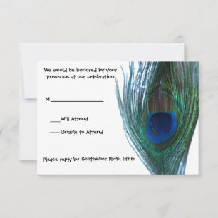 Elegant Peacock Wedding RSVP Karte