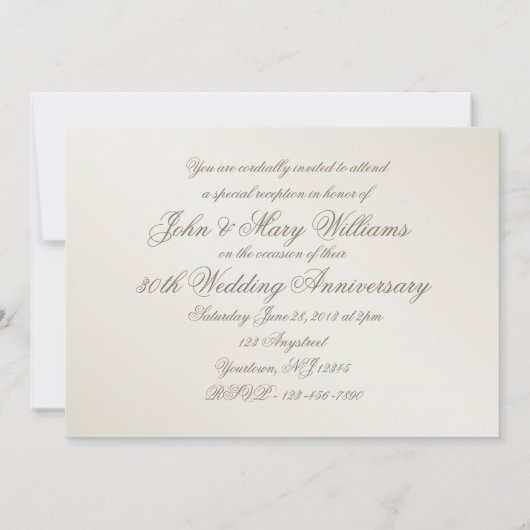 Elegant Pearl 30. Hochzeitstag Einladung (Rückseite)