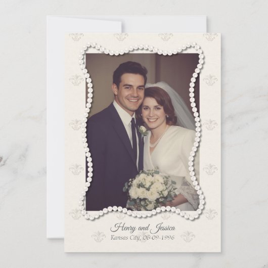 Elegant Pearl 30. Hochzeitstag Foto Einladung (Rückseite)