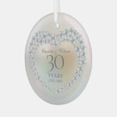 Elegant Pearl 30. Hochzeitstag Ornament Aus Glas (Vorderseite links)