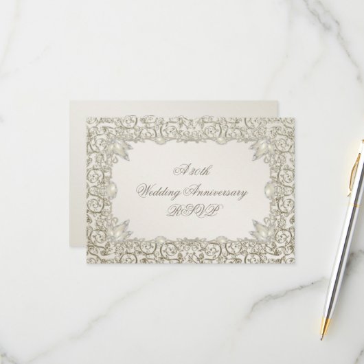 Elegant Pearl 30. Hochzeitstag RSVP Karte (Vorderseite/Rückseite Beispiel)
