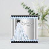 Elegant Pearl Baby Blue Quinceanera Einladungen (Stehend Vorderseite)