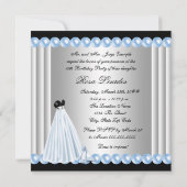 Elegant Pearl Baby Blue Quinceanera Einladungen (Rückseite)