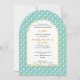 Elegant Pearl Bat Mitzvah Einladung