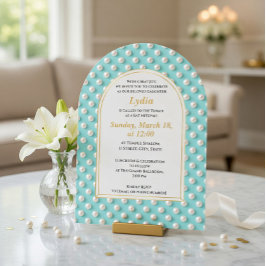 Elegant Pearl Bat Mitzvah Einladung