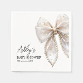 Elegant Pearl Bow Baby Shower Serviette (Vorderseite)