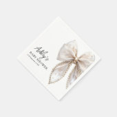 Elegant Pearl Bow Baby Shower Serviette (Ecke)