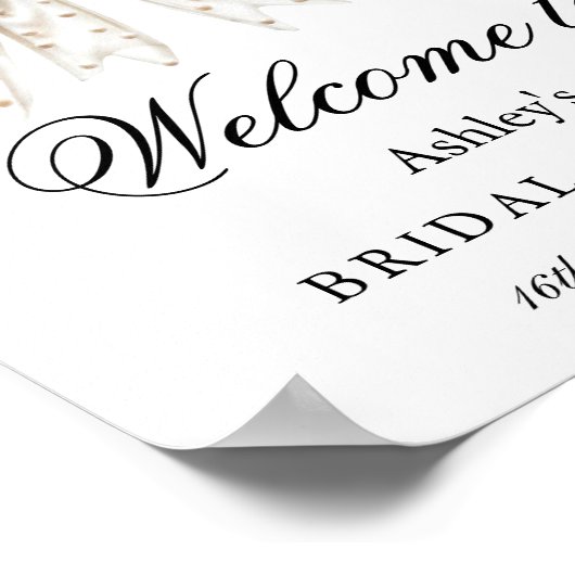 Elegant Pearl Bow Bridal Dusche Willkommen Poster (Ecke)