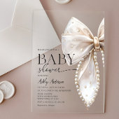 Elegant Pearl Bow Girl Baby Shower Acryleinladungen