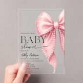 Elegant Pearl Bow Girl Baby Shower Acryleinladungen (Insitu (Handheld))