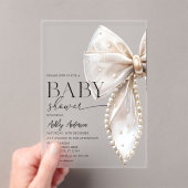 Elegant Pearl Bow Girl Baby Shower Acryleinladungen (Insitu (Handheld))