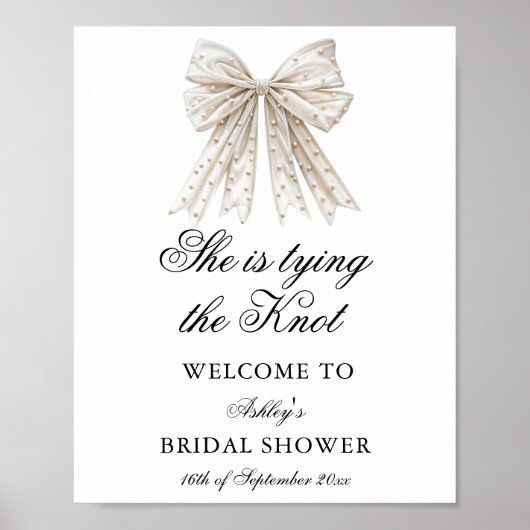 Elegant Pearl Bow Sie bindet den Knoten willkommen Poster (Vorne)