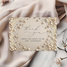 Elegant Pearl Brautparty Dankeschön Card Dankeskarte