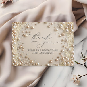 Elegant Pearl Brautparty Dankeschön Card Dankeskarte