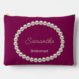 Elegant Pearl Brautparty Dark Fuchsia Zubehörtasche