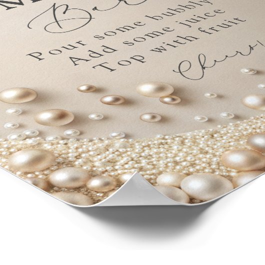 Elegant Pearl Brautparty Mimosa Bar Poster (Ecke)