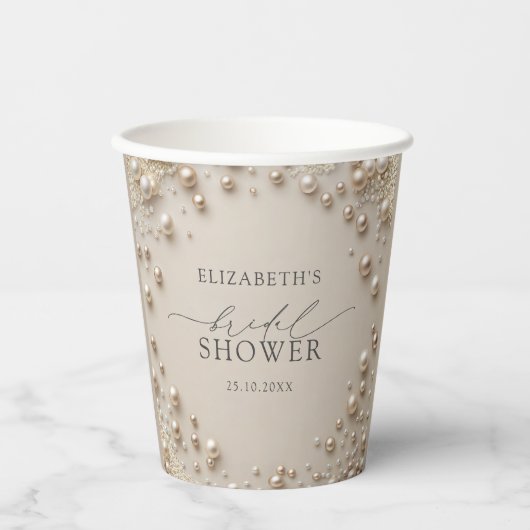 Elegant Pearl Brautparty Pappbecher (Vorderseite)